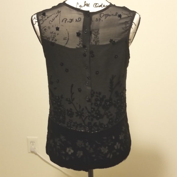 Black silk and velvet sleeveless top - Picture 6 of 10